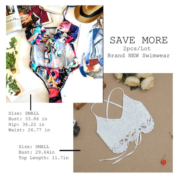 Other - SALE 2pc/Lot Small Summer Crop Top Bikini Swimsuit